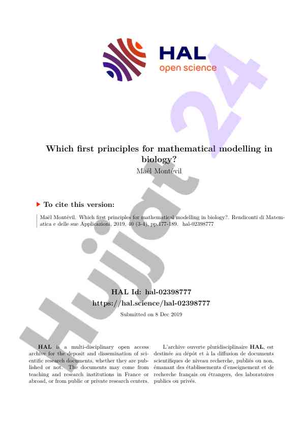 First principles for mathematical modelling in biology