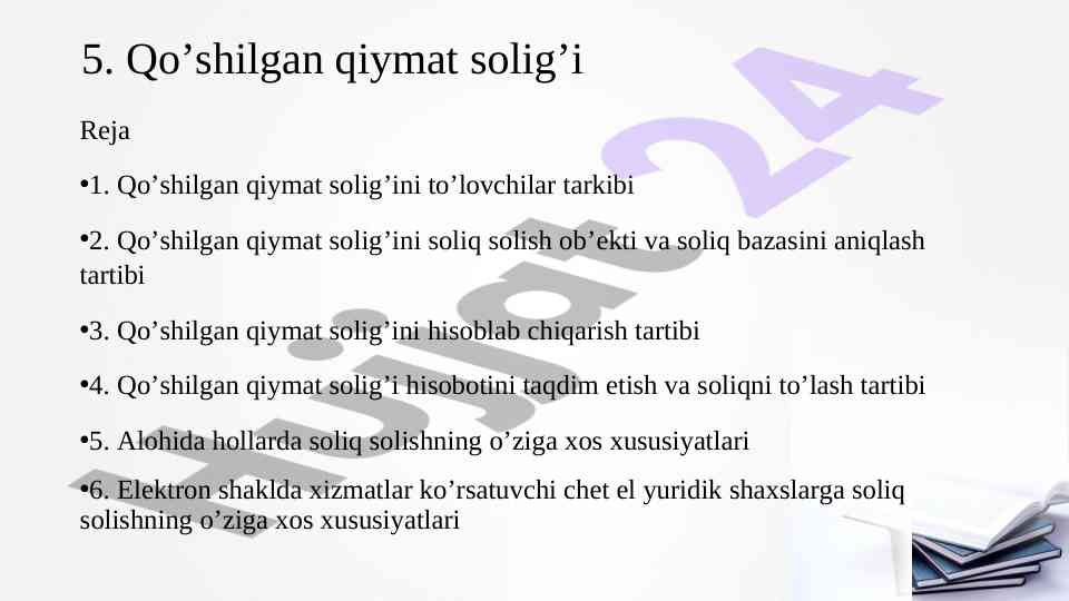 Qo'shilgan qiymat solig'i: tahlil va tavsiyalar