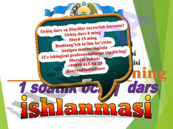 Uy hayvonlari mavzusida ochiq dars ishlanuvchi