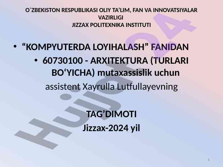 Kompyuterdagi loyihalash mavzusi va modifikatorlar