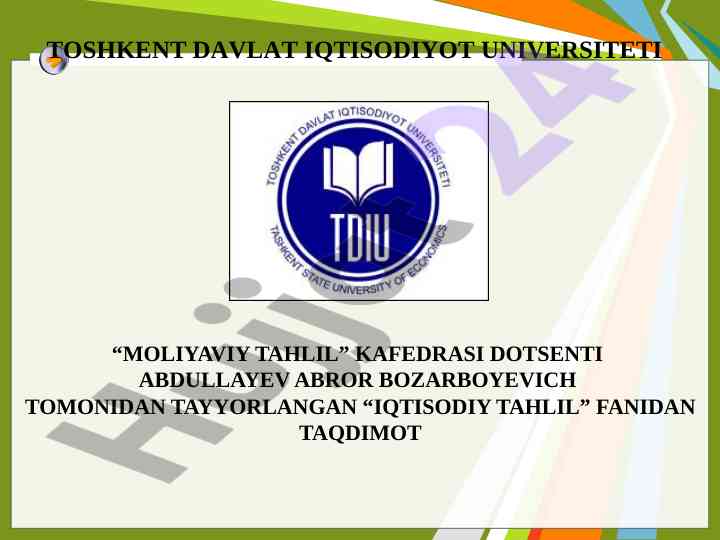 Kreditga layoqatlilik tahlili taqdimoti