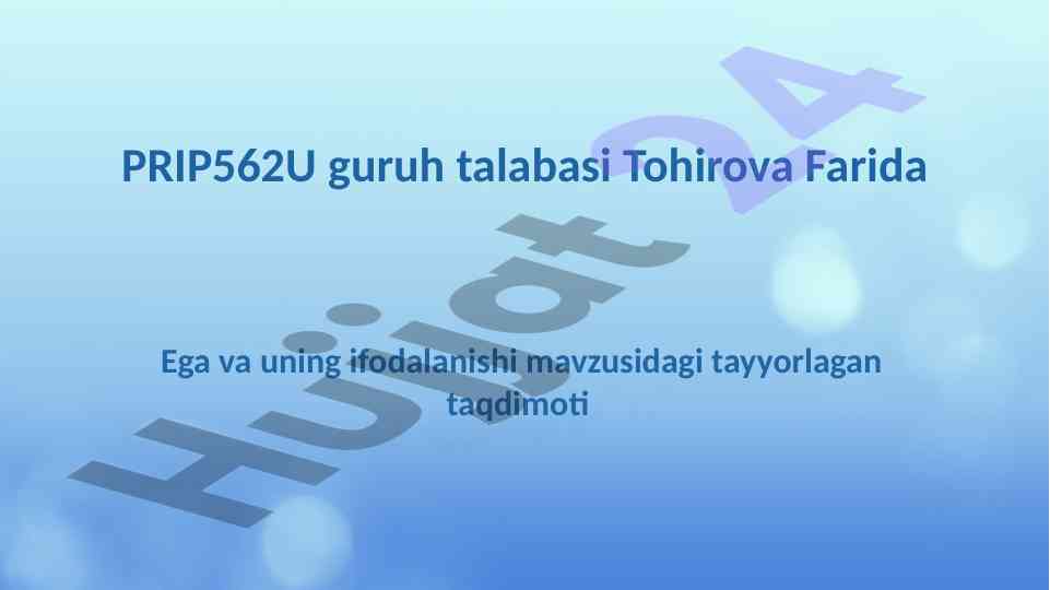 Ega va uning ifodalanishi mavzusidagi taqdimot
