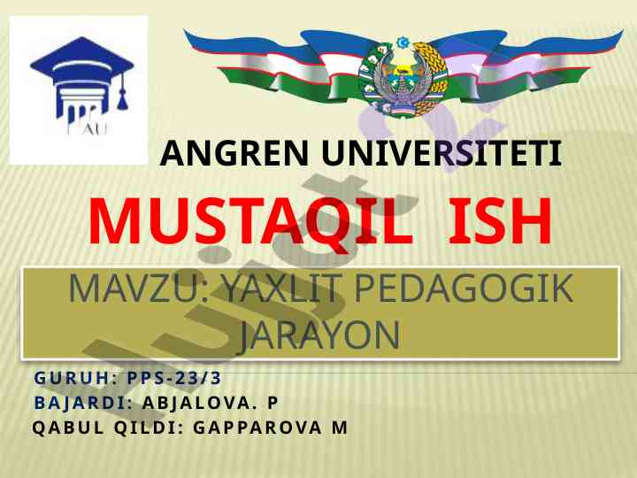 Yaxlit pedagogik jarayonning tuzilishi va qonuniyatlari