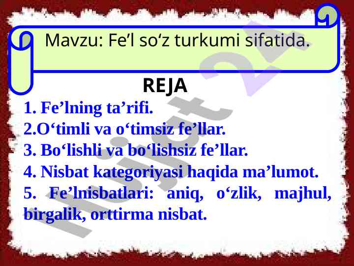 Fe’l so‘z turkumi va tasnifi haqida ma’lumotlar