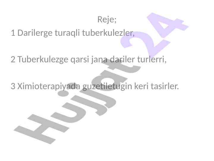 Tuberkulezderge qarshi dariler va ularning tasirlari