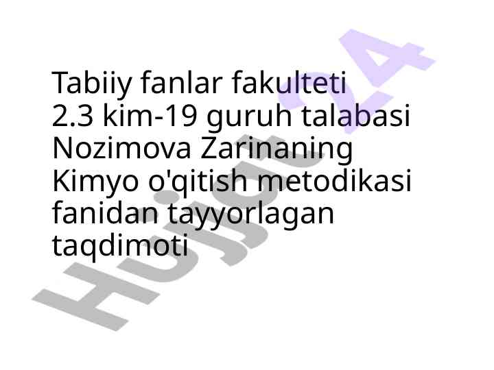 Kimyo o'qitish metodikasi taqdimoti