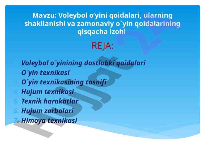 Voleybol o’yini qoidalari va zamonaviy o’yin qoidalari