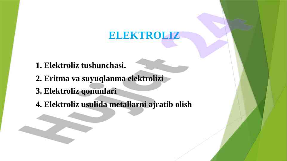 Elektroliz jarayonining asosiy prinsiplari va qonunlari