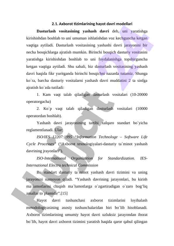 Axborot tizimlarining hayot davri modellari