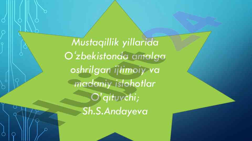 Oʻzbekistondagi ijtimoiy va madaniy islohotlar