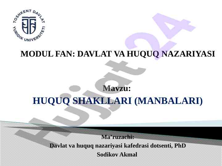 Huquq shakllari va manbalari tahlili