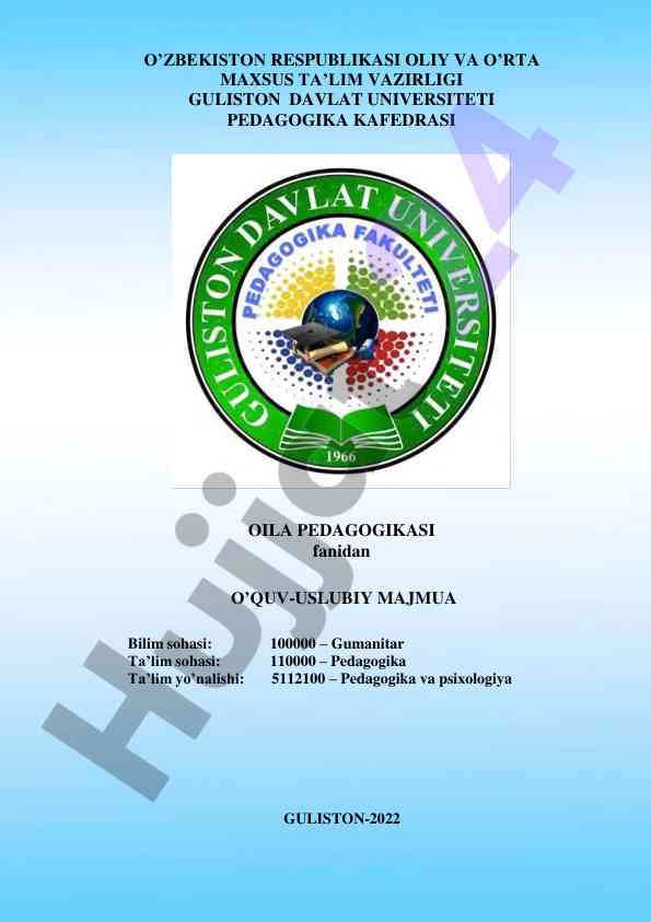Oila pedagogikasi o‘quv-uslubiy majmua 2022
