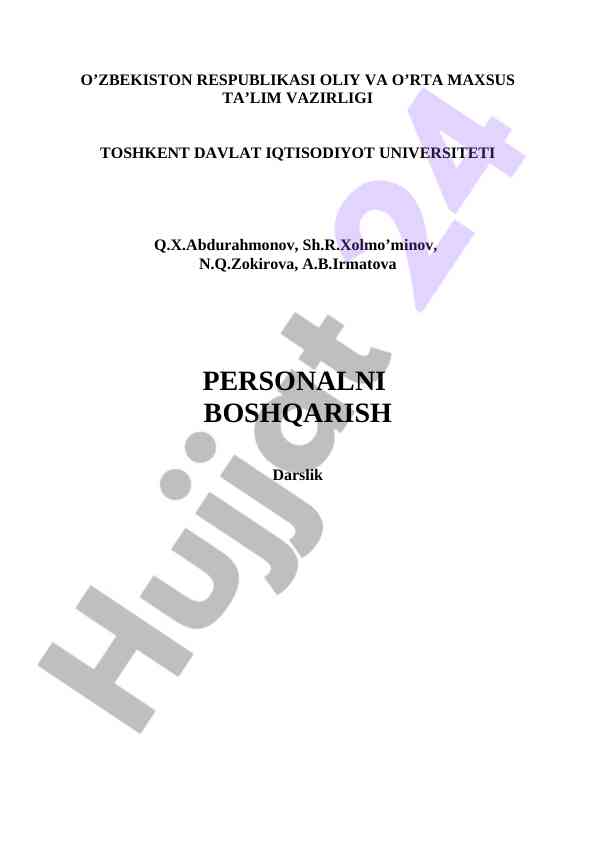 Personalni boshqarish darslik muhim konseptsiyalari