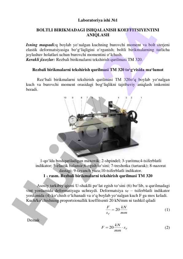 Ishqalanish koeffitsiyentini aniqlash laboratoriya ishlari