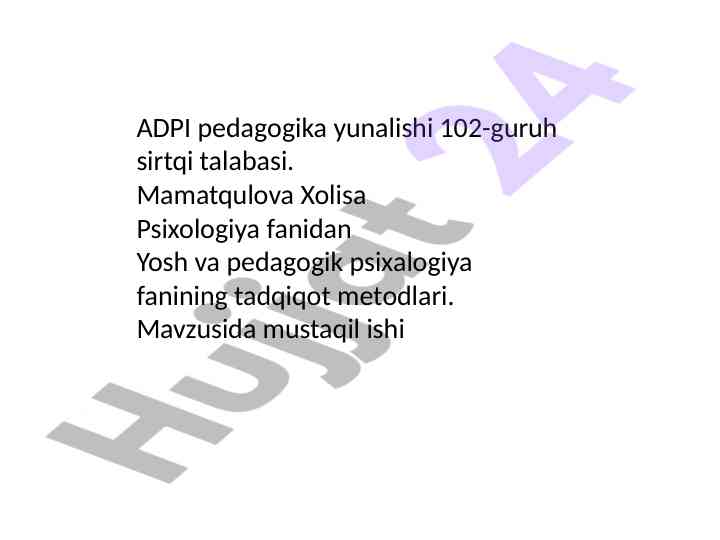 Tadqiqot metodlari psixologiya fanida