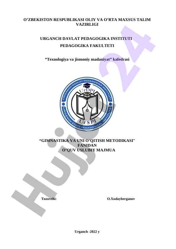 Gimnastika va uni o‘qitish metodikasi uslubiy majmua