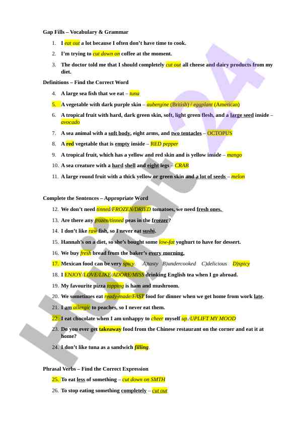 Gap fills – vocabulary and grammar exercises