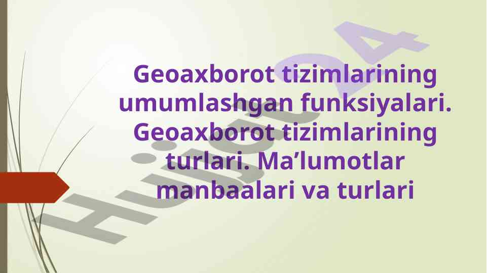 Geoaxborot tizimlarining umumlashgan funksiyalari