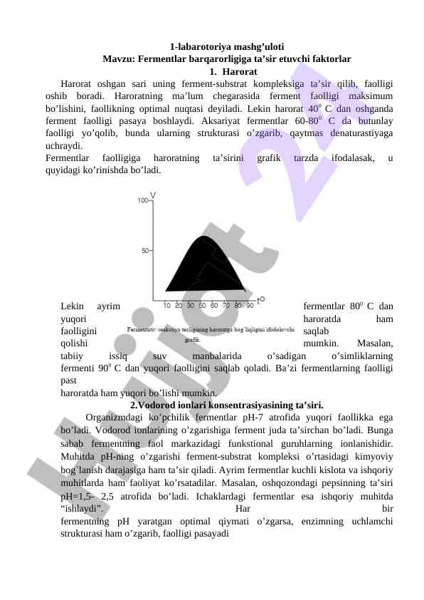 Fermentlar barqarorligiga ta’sir etuvchi faktorlar