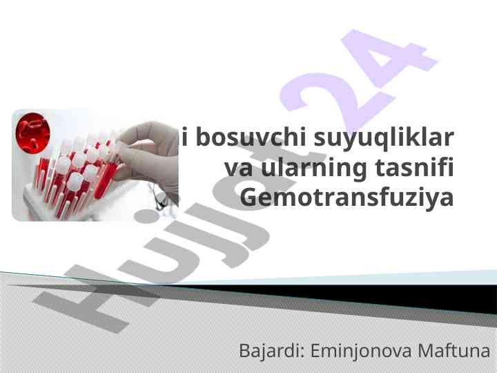 Qon o'rnini bosuvchi suyuqliklar va tasnifi