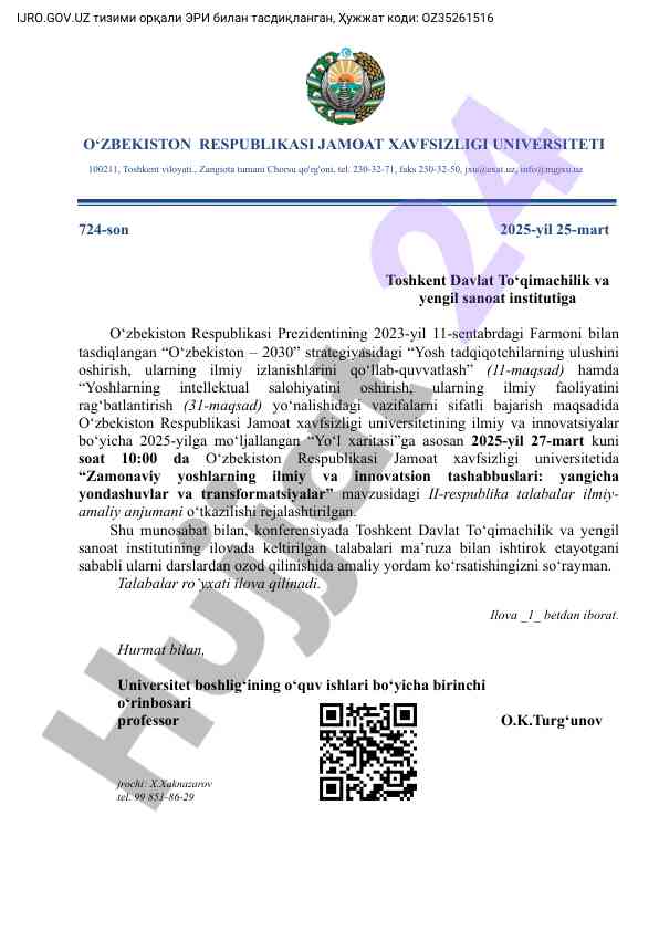 Zamonaviy yoshlarning ilmiy tashabbuslari anjumani