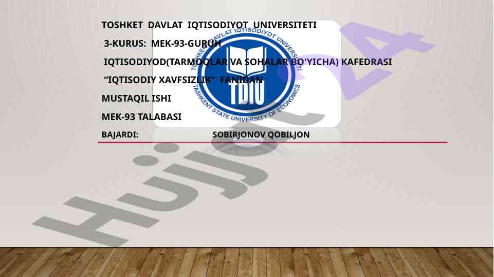 Iqtisodiy xavfsizlik strategiyasida ijtimoiy siyosat