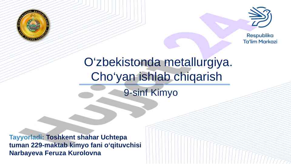 Metallurgiya va cho‘yan ishlab chiqarish asoslari