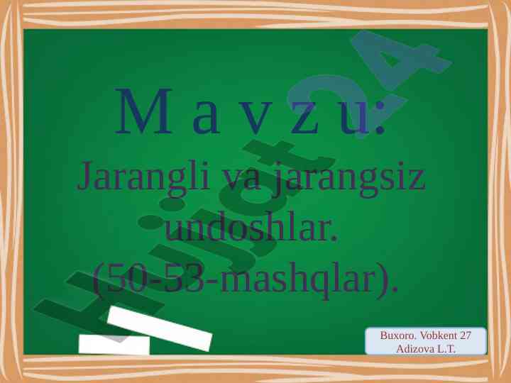 Jarangli va jarangsiz undoshlar mavzusi
