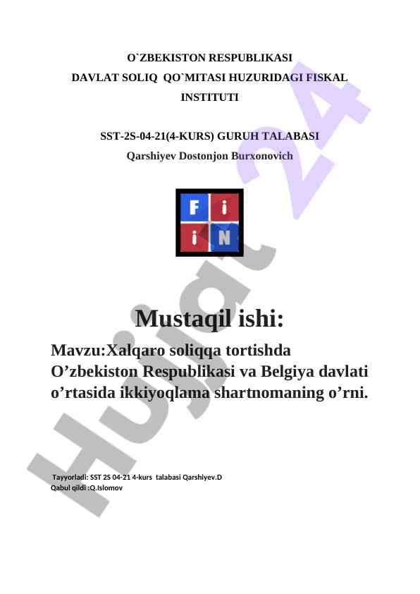 Xalqaro soliqqa tortishda o'zbekiston va belgiya