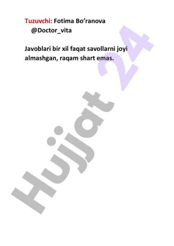 Savollarni joyi almashgan raqamlar bilan boshqarish