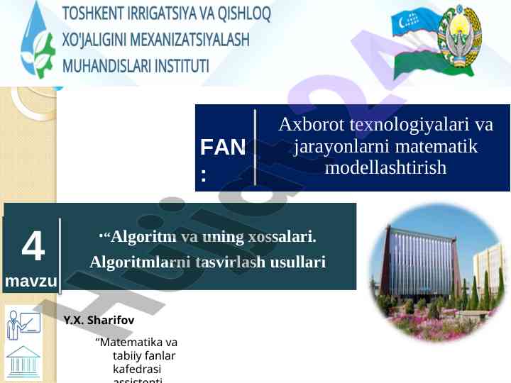 Algoritmlar va ularning xossalari darsi eslatmasi