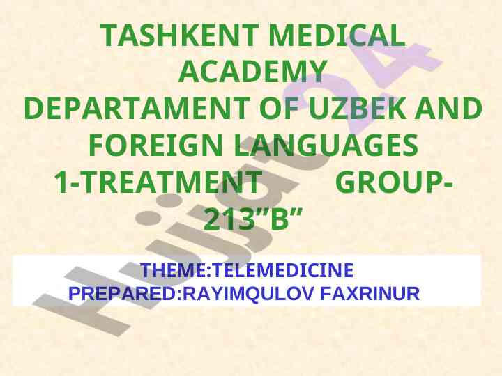 Telemedicine o'qitishimiz va foydalanishimiz