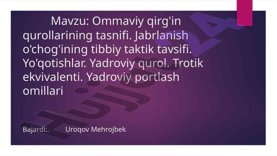 Ommaviy qirg'in qurollarining tasnifi