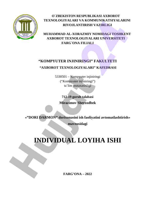 Kompyuter injiniyeringi mavzusidagi loyiha ishlari