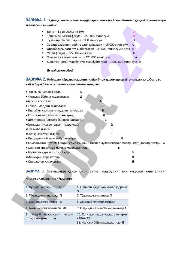 Moliyaviy hisobot elementlarini talqin qilish
