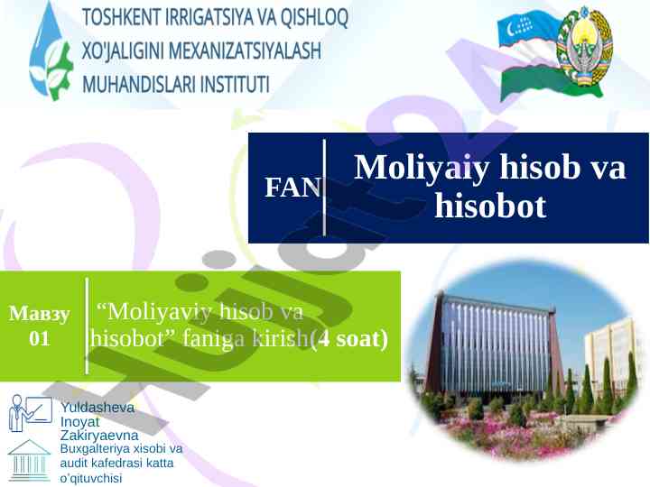 Moliyaviy hisob va hisobot faniga kirish