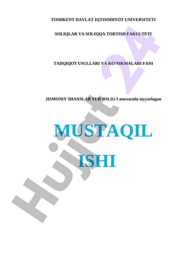 Jismoniy shaxslar yer solig'i taqdimoti