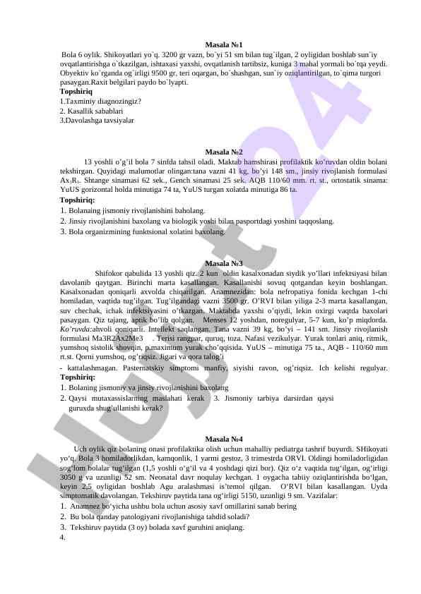 Oziqlantirish va rivojlanish masalalari tahlili