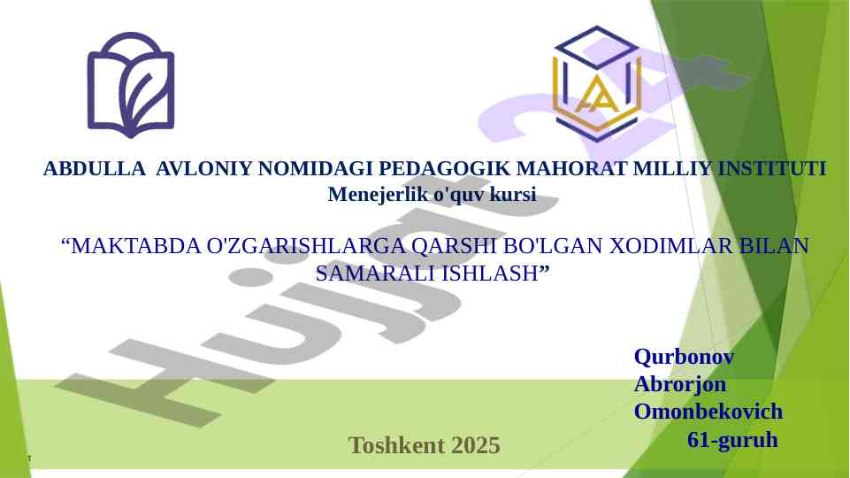 Maktabda o'zgarishlarga qarshi xodimlar bilan ishlash