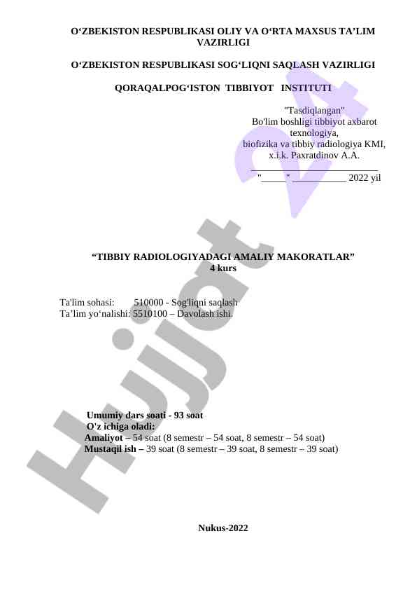 Tibbiy radiologiyadagi amaliy makoratlar