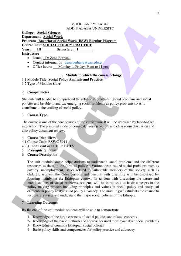 Social policy practice module for social work program