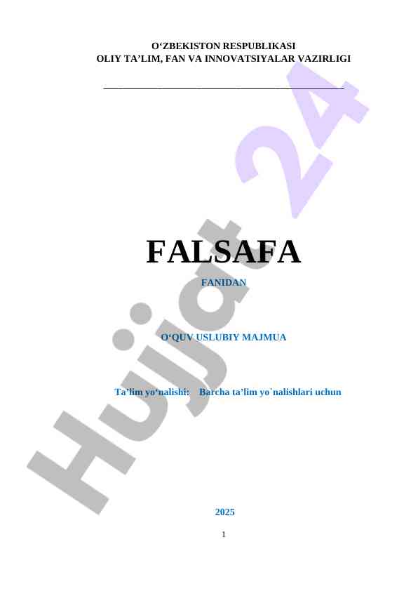 Falsafa fanidan o‘quv usuliy majmua 2025