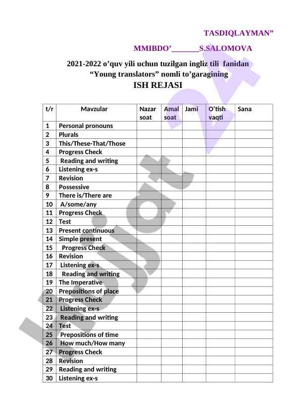 Young translators ish rejasi 2021-2022