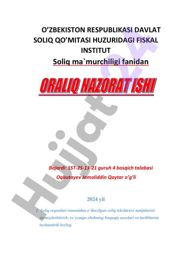 Soliq tekshiruvlari va ularning turlari