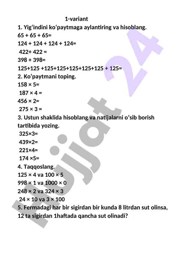 Matematik hisoblash usullari va misollar