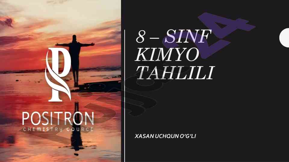 8-sinf kimyo tahlili bo'yicha dars ishlanmalari
