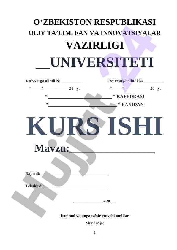 Iste'mol Va Unga Ta'sir Etuvchi Omillar