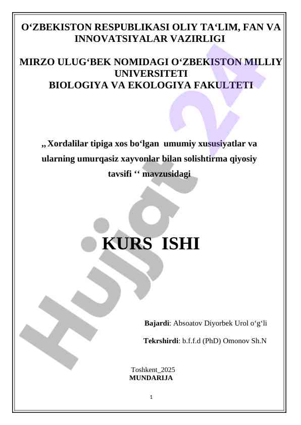 Umurtqasiz hayvonlar va ularning xususiyatlari