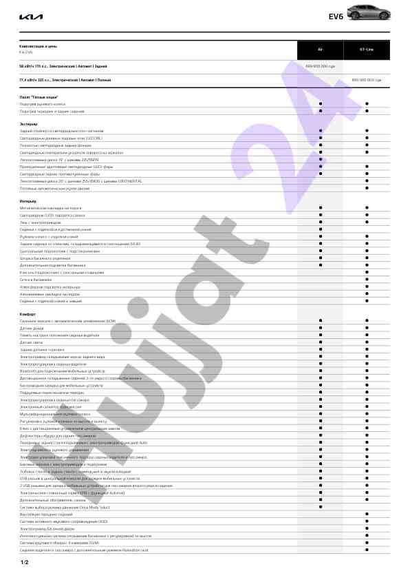 Ev6 paket tёplie opsii s podogrevom salona