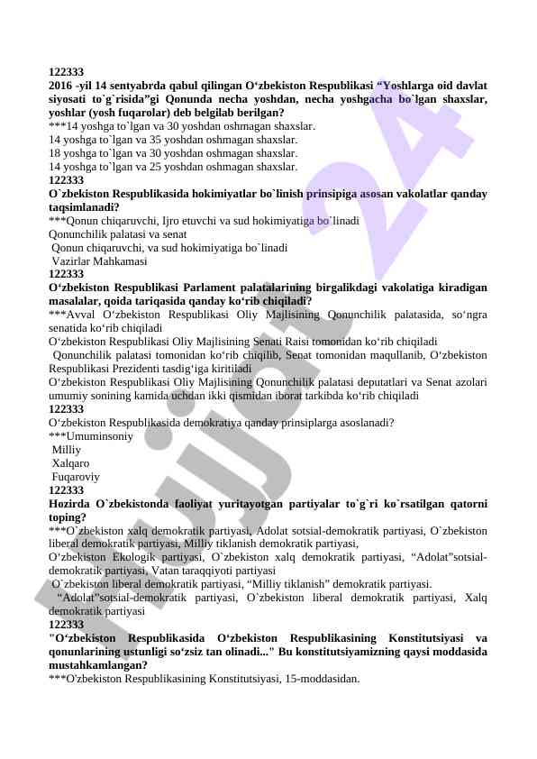 O‘zbekiston respublikasi yoshlarga oid davlat siyosati